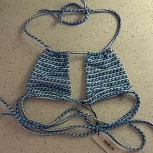 Montce Blue and White Bikini Top